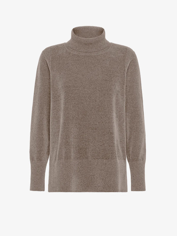 Velvet vent turleneck wom knit