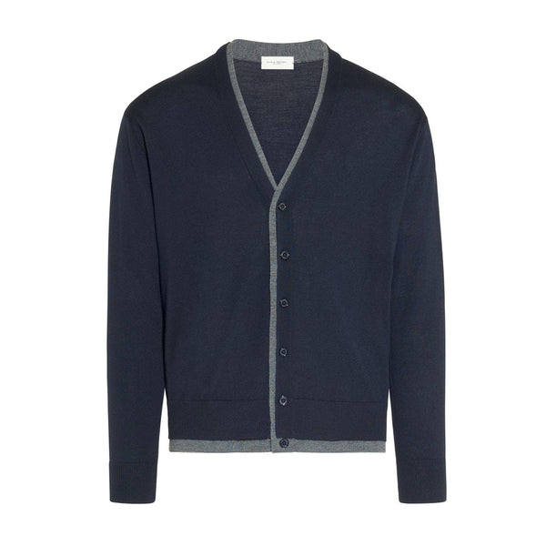 Maglia Cardigan con Profili a Contrasto