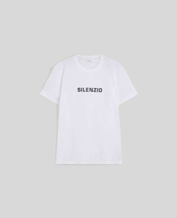 T-SHIRT IN JERSEY DI COTONE CON STAMPA "SILENZIO"
