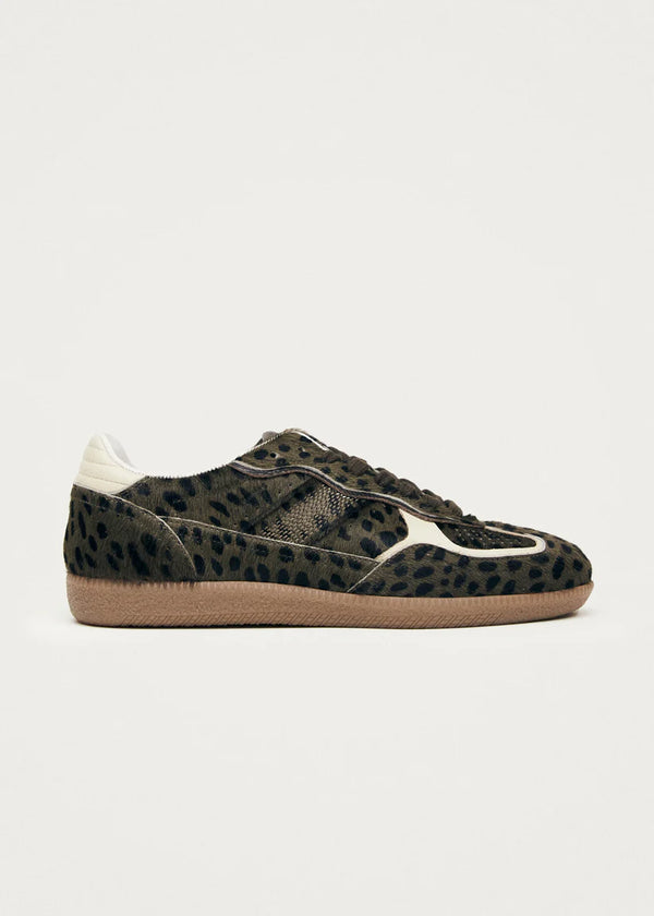 Sneaker in cavallino verde con motivo leopardato