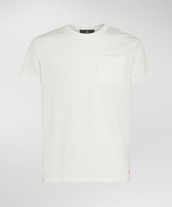MANDERLY FIM 02 T-shirt con taschino in cotone fiammato