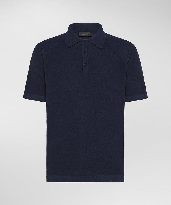 HISIN Polo in tricot misto di cotone e nylon effetto spugna