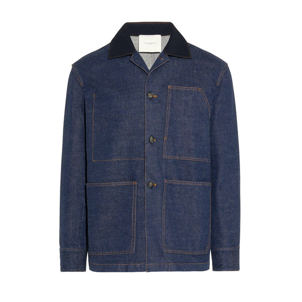 Giubbotto in Denim con Colletto a Contrasto