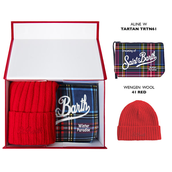 CHRISTMAS BOX MAN: SET CAPPELLO E POCHETTE TARTAN