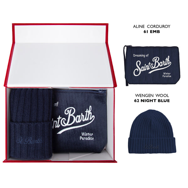 CHRISTMAS BOX MAN: SET CAPPELLO E POCHETTE VELLUTO